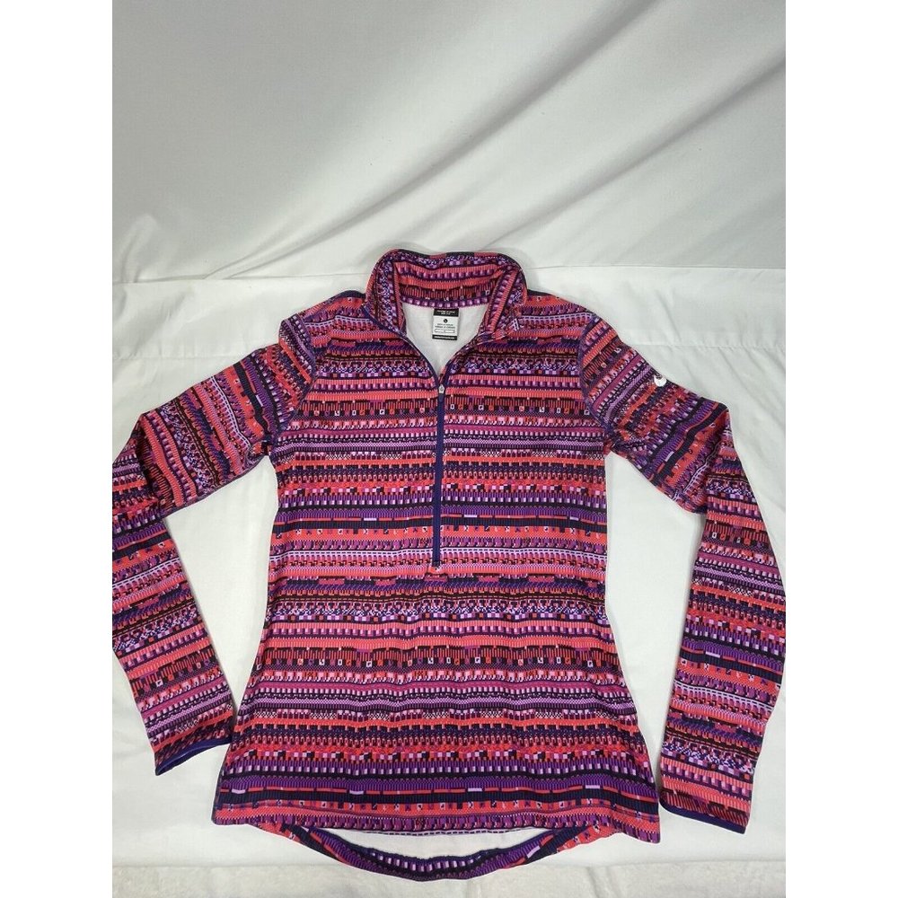 NIKE PRO Half Zip Womens Pull OverDri-Fit Geometric Sweatshirt Size LG Colorful